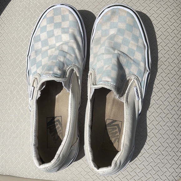 Light Blue Checkered Vans Mens Size 7 